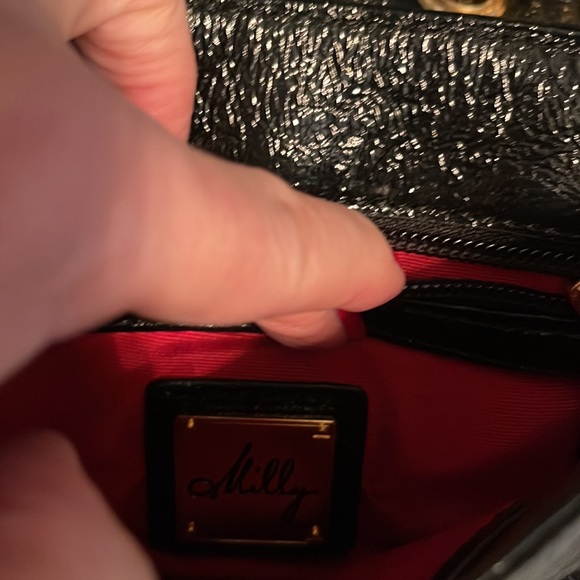 Authentic Milly black patent leather crossbody w zebra trim - Picture 4 of 6